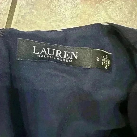 Lauren Navy with White Stripes Stretchy Dress Size 2 - Picture 5 of 6